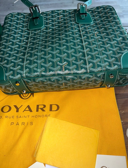 Goyard Goyardine Green Ambassade MM Business Travel Briefcase