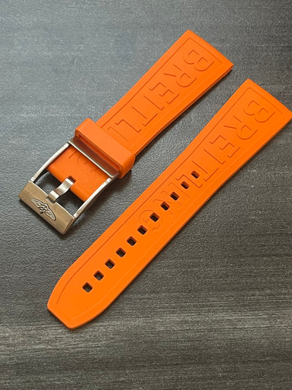 Breitling OEM 24MM Diver Pro Orange Rubber Strap w/ OEM Tang Buckle