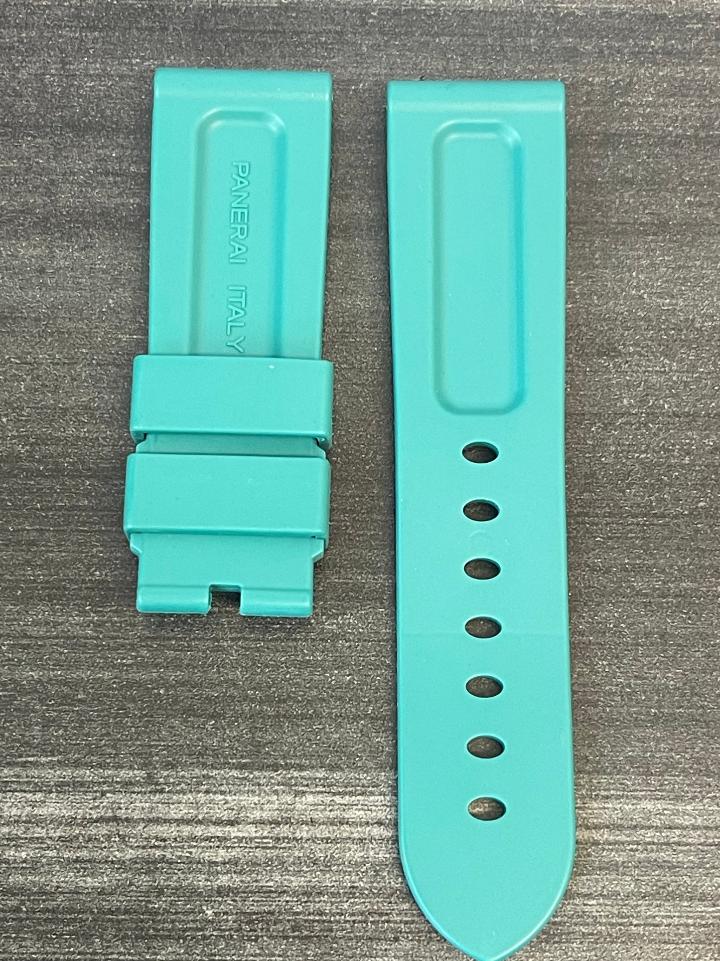 Panerai 24MM Turquoise Green Caoutchouc Logo Tang Strap (24/22MM)