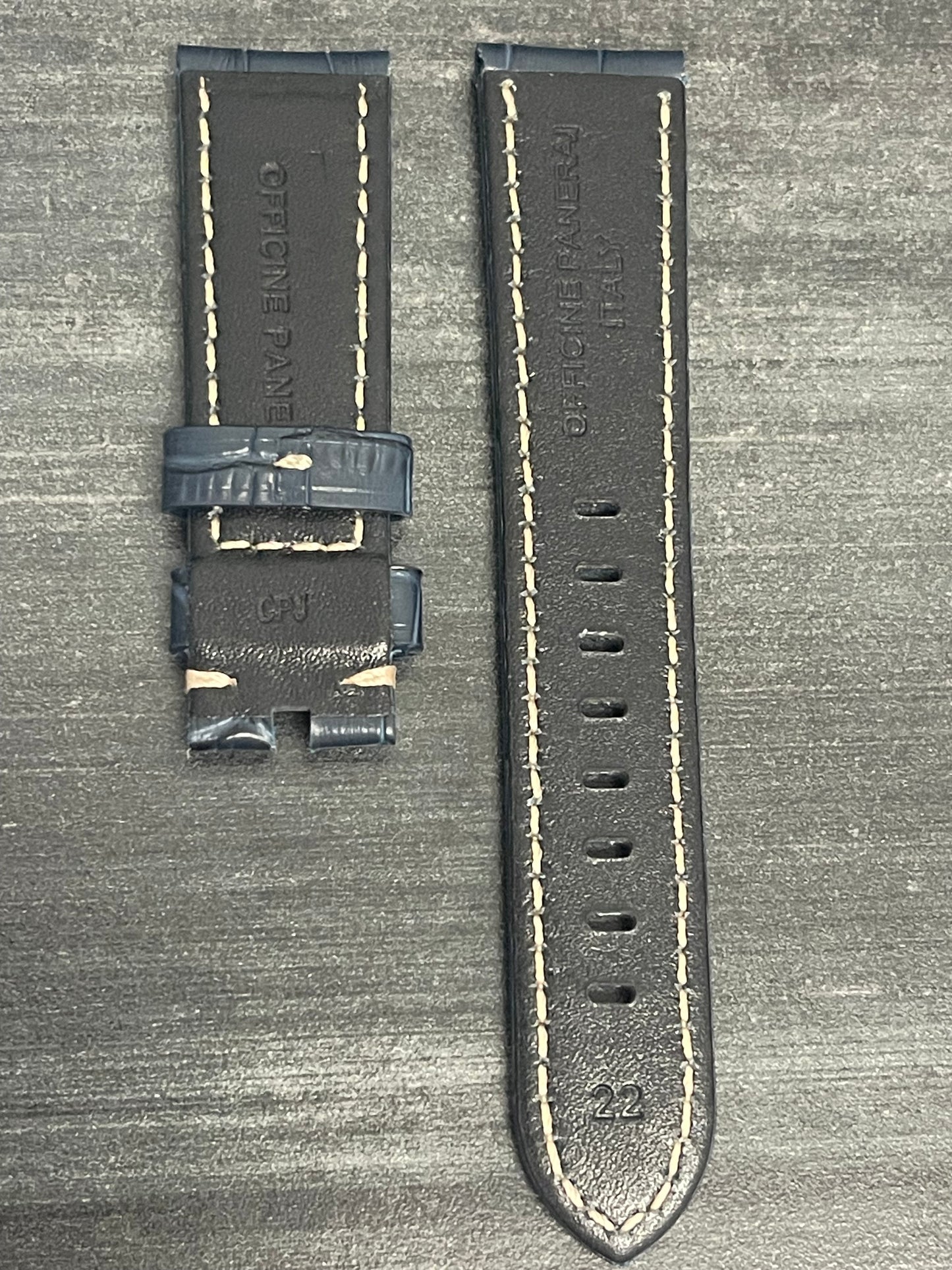Panerai 22MM Dark Blue Alligator OEM Tang Strap (22/20MM)