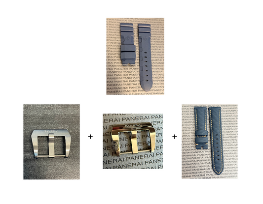 Panerai 22MM Navy Blue Rubber Accordion Tang Strap (22/20MM)