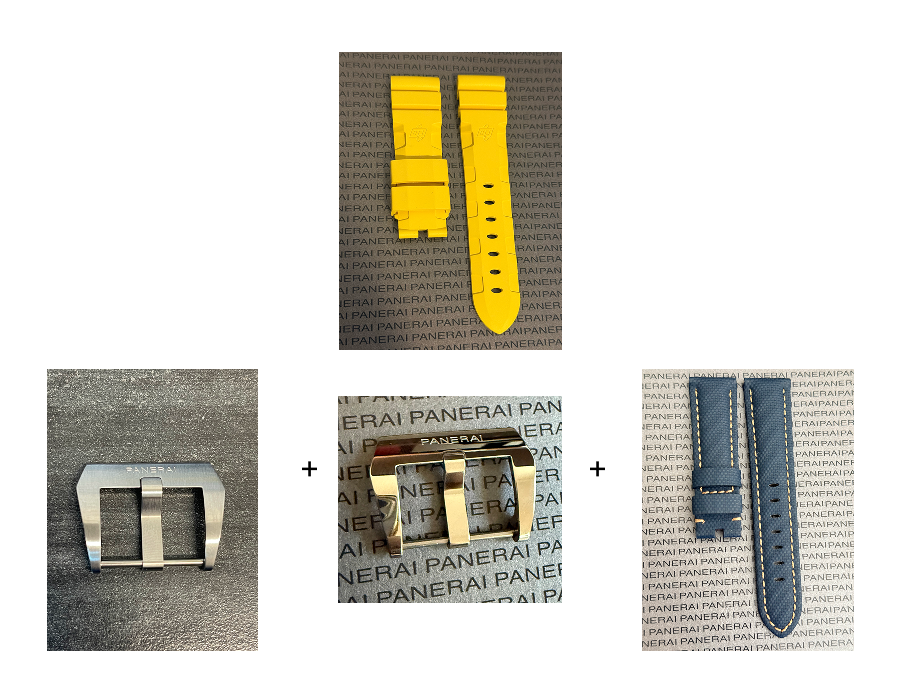 Panerai 22MM Yellow Rubber Accordion Tang Strap (22/20MM)