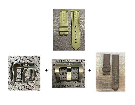 Panerai 24MM Army Green Rubber Caoutchouc Logo Tang Strap (24/22MM)