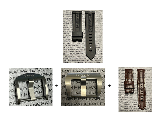 Panerai 24MM Black Rubber Caoutchouc Logo Tang Strap (24/22MM)