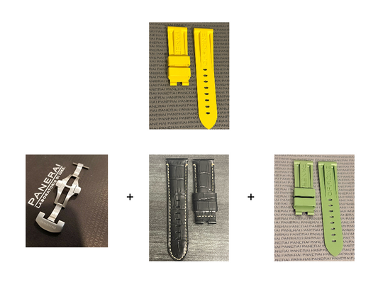 Panerai 24MM Yellow Rubber Caoutchouc Logo Deployant Strap XL Length (24/22MM)