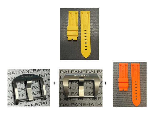 Panerai 24MM Yellow Rubber Caoutchouc Logo Tang Strap (24/22MM)