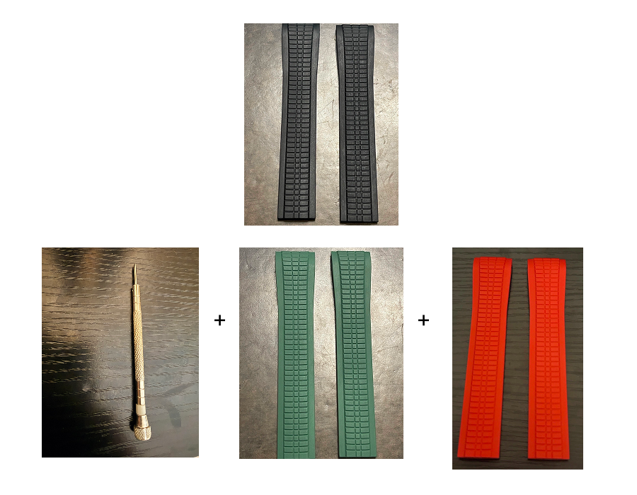 Patek Phillipe 21x18mm Uncut Black Rubber Strap: 5167a, 5167r, 5164a, 5164r