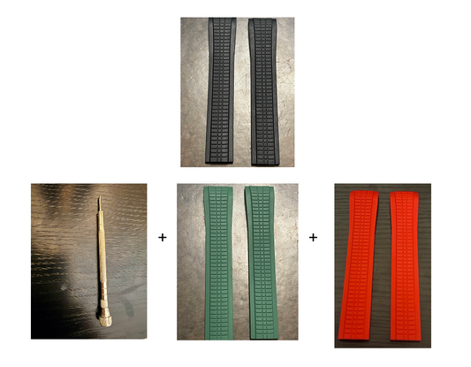 Patek Phillipe 21x18mm Uncut Black Rubber Strap: 5167a, 5167r, 5164a, 5164r