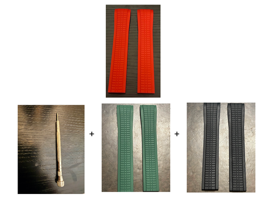 Patek Phillipe 21x18mm Uncut Red Rubber Strap: 5167a, 5167r, 5164a, 5164r