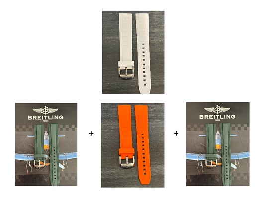BREITLING OEM 20MM Diver Pro White Rubber Strap  w/ 18MM OEM Tang Buckle (20-18MM)