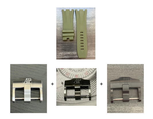 Audemars Piguet OEM Green Rubber Tang Strap 30x24MM for 44MM ROO