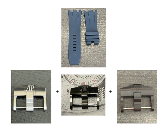 Audemars Piguet OEM Navy Blue Rubber Tang Strap 30x24MM (Fits 44MM AP ROO Watch)