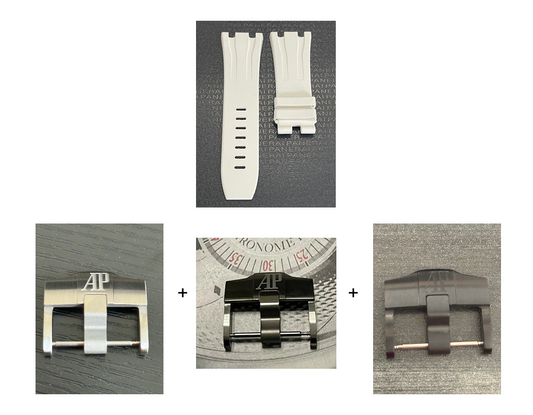 Audemars Piguet OEM White Rubber Tang Strap 30x24MM (Fits 44MM AP ROO Watch)
