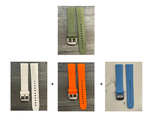 BREITLING OEM 20MM Diver Pro Green Rubber Strap  w/ 18MM OEM Tang Buckle (20-18MM)