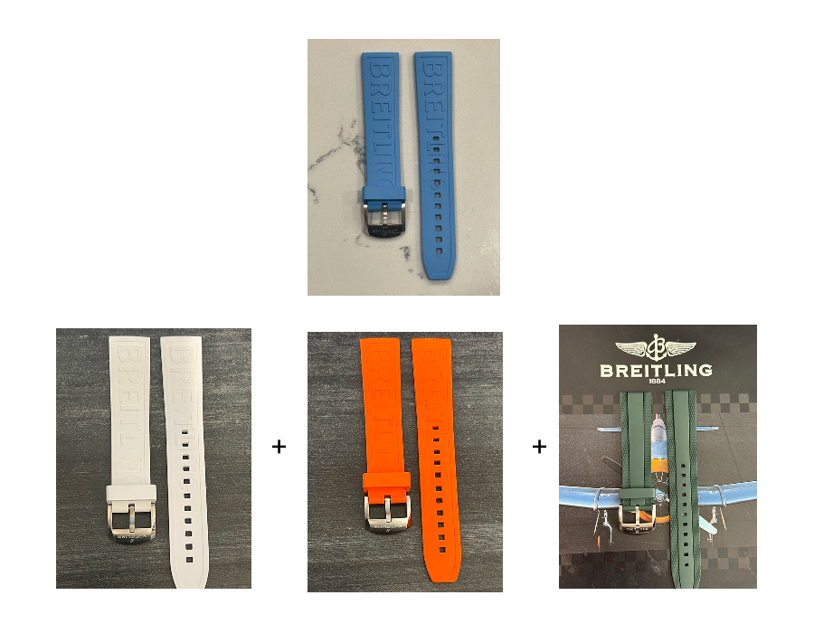 Breitling OEM 20MM Diver Pro Light Blue Rubber Strap w/ OEM Tang Buckle (20/18MM)