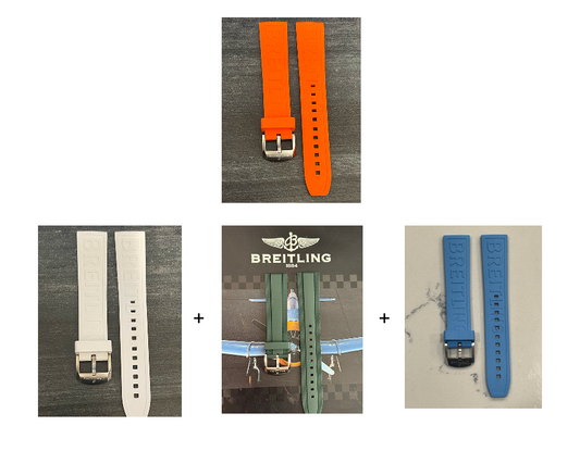 BREITLING OEM 20MM Diver Pro Orange Rubber Strap  w/ 18MM OEM Tang Buckle (20-18MM)
