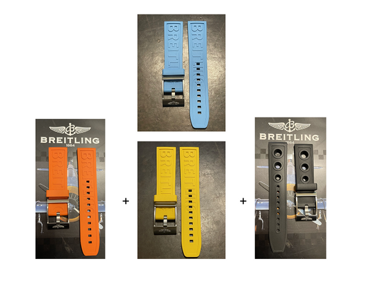 Breitling OEM 22MM Diver Pro Light Blue Rubber Strap w/ OEM Tang Buckle