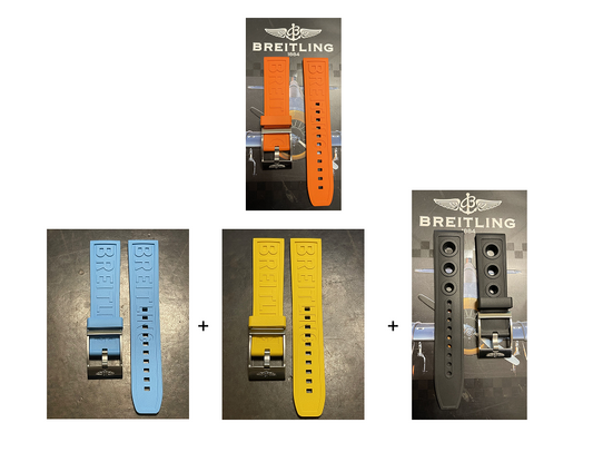Breitling OEM 22MM Diver Pro Orange Rubber Strap w/ OEM Tang Buckle