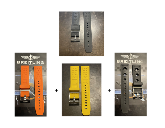BREITLING OEM 22MM Diver Pro Rubber Strap Black Rubber Band w/ OEM Tang Buckle