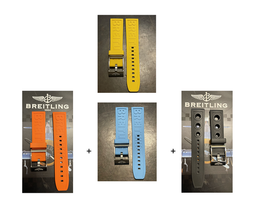 Breitling OEM 22MM Diver Pro Yellow Rubber Strap w/ OEM Tang Buckle