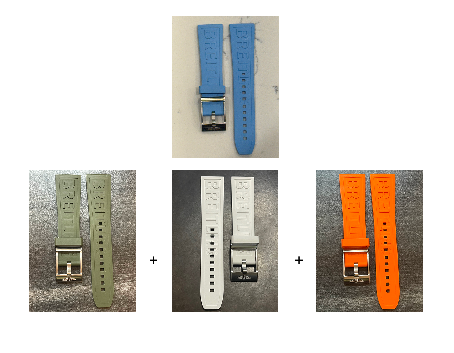 Breitling OEM 24MM Diver Pro Light Blue Rubber Strap w/ OEM Tang Buckle (24/20MM)