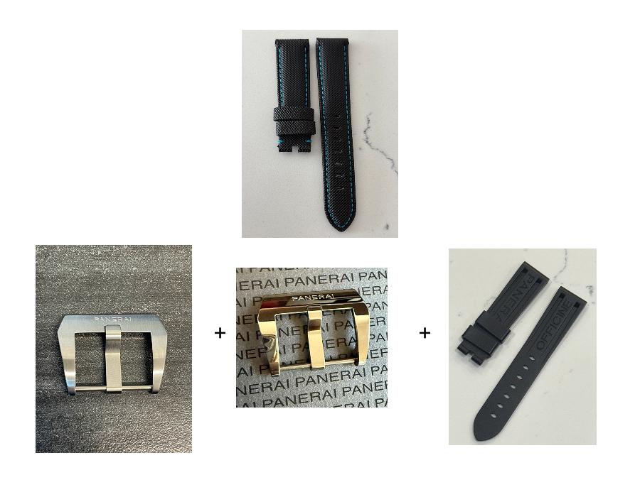 Panerai 22MM  Black Canvas Strap with Blue Stitching for Tang Buckle (22/20MM)