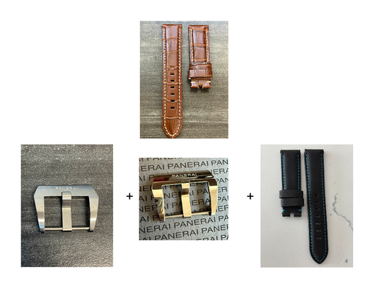 Panerai 22MM Brown Alligator OEM Tang Strap w Beige Stitch (22/20MM)