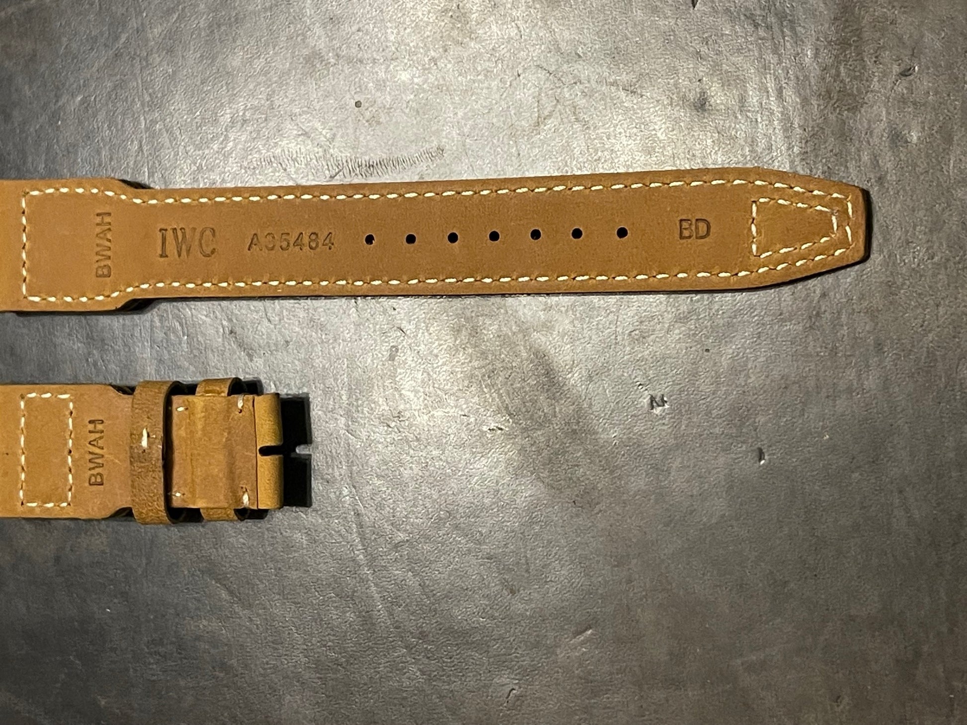 IWC Tan Suede Watch Strap For Deployant Clasp