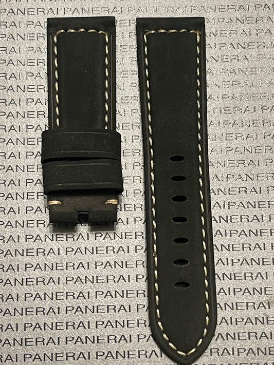 Panerai 24MM Black Suede OEM Strap  for Tang Buckle (24/22MM)