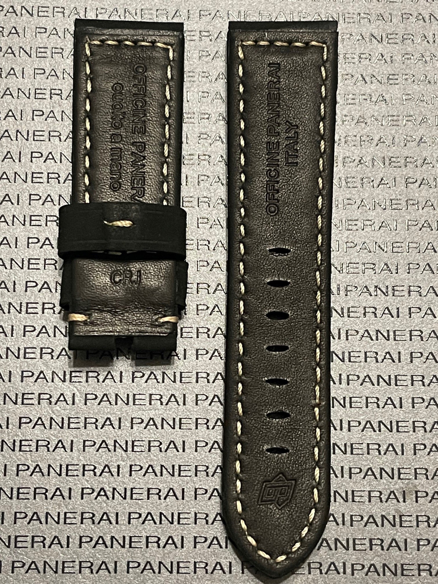 Panerai 24MM Black OEM Suede Strap for Tang Buckle 24 22MM