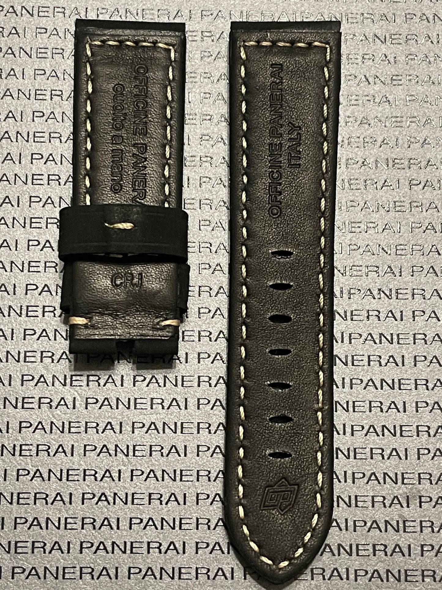 Panerai 24MM Black OEM Suede Strap  for Tang Buckle (24/22MM)