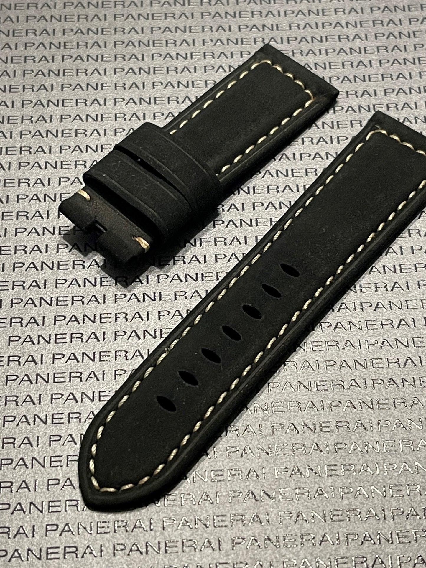 Panerai 24MM Black OEM Suede Strap  for Tang Buckle (24/22MM)