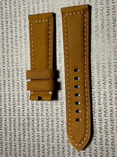 24mm brown suede strap for Panerai watch.