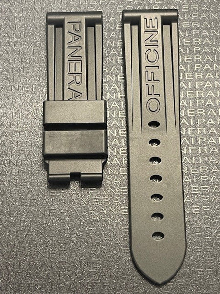 Bracelet Caoutchouc Noir 24mm Avec Boucle Déployante Pour Panerai PAM - Neuf