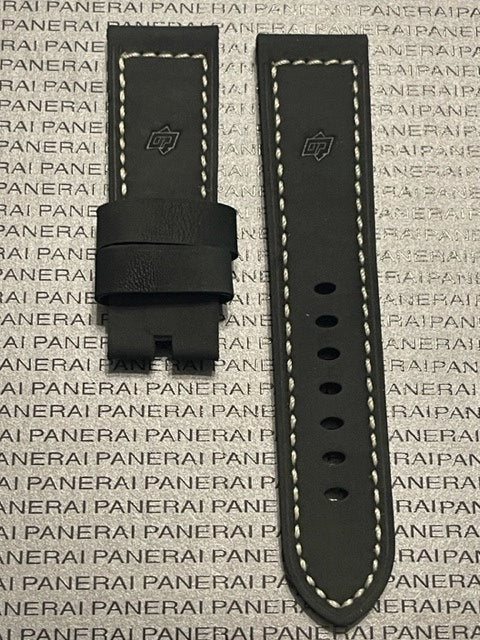 Panerai 24/22MM Black Suede Tang Strap ("OP" Design)