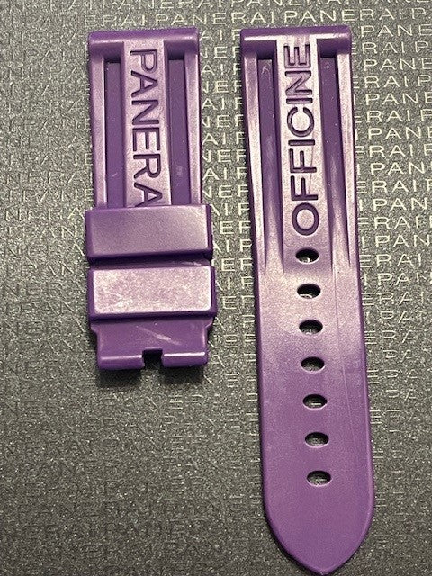 Panerai 24MM Purple Rubber Caoutchouc Logo Strap (24/22MM)