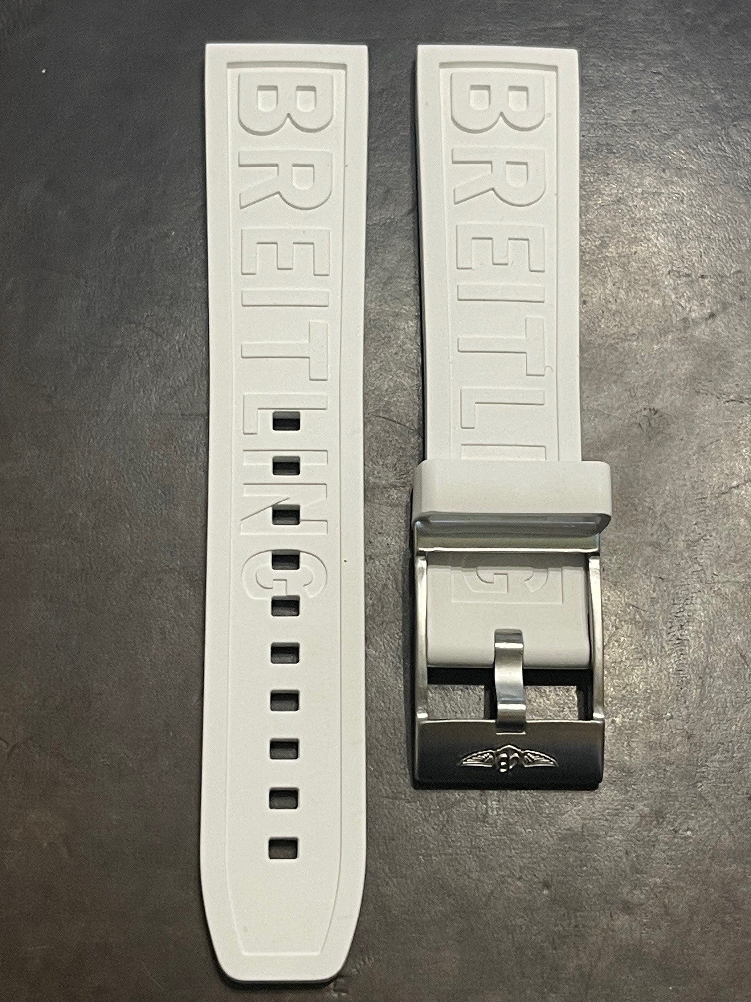 Breitling OEM 24MM Diver Pro White Rubber Strap w/ OEM Tang Buckle