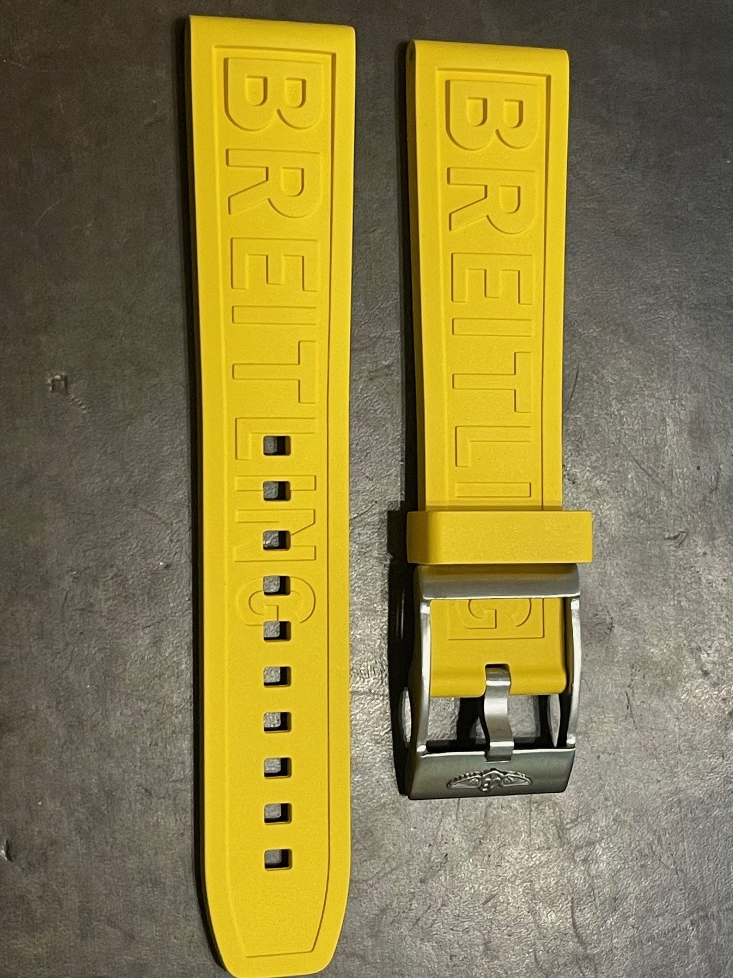 Breitling OEM 22MM Diver Pro Yellow Rubber Strap w/ OEM Tang Buckle