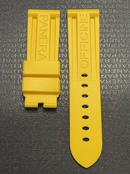 Panerai 24MM Yellow Rubber Caoutchouc Logo Tang Strap (24/22MM)