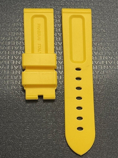 Panerai 24MM Yellow Rubber Caoutchouc Logo Tang Strap (24/22MM)