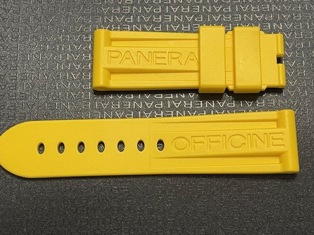 Panerai 24MM Yellow Rubber Caoutchouc Logo Tang Strap (24/22MM)