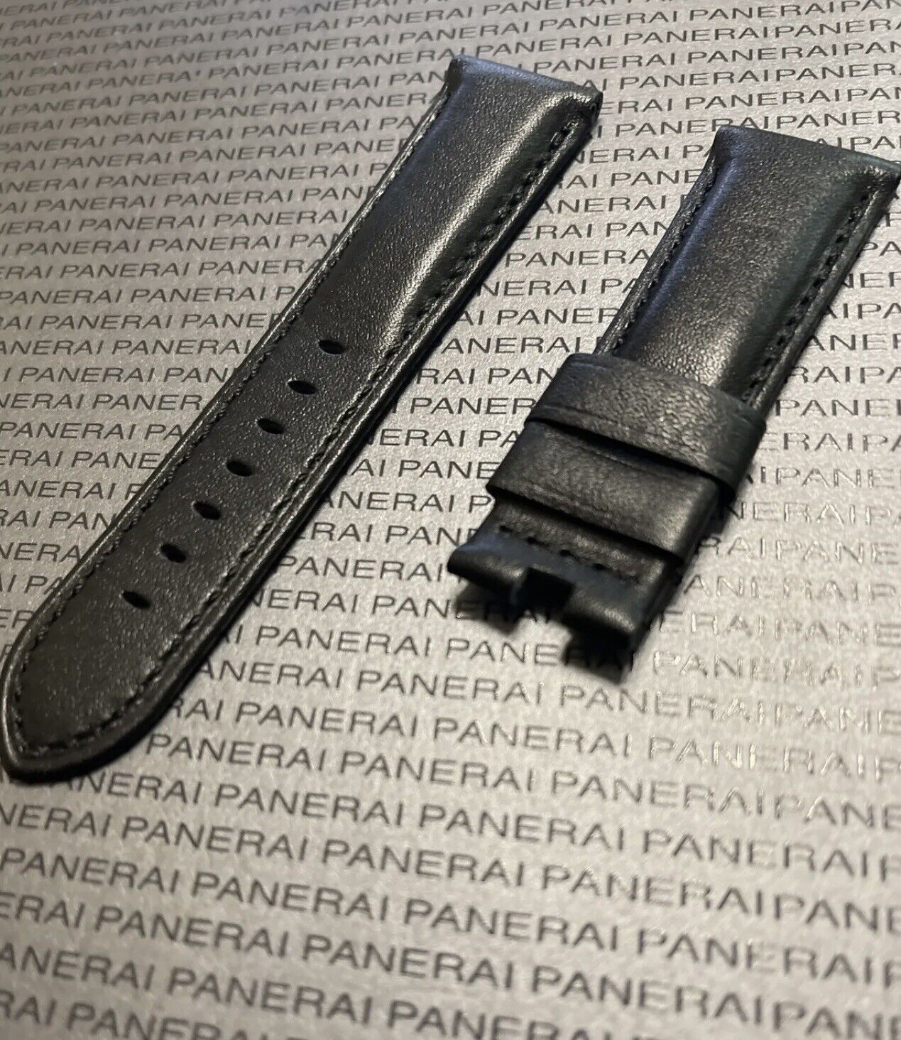 Panerai 24MM OEM Black Calf Strap for Deployant Buckle 24 22MM