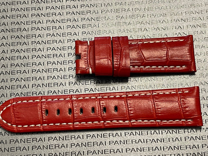 Panerai 24MM Red Alligator Strap for Tang Buckle (24/22MM)