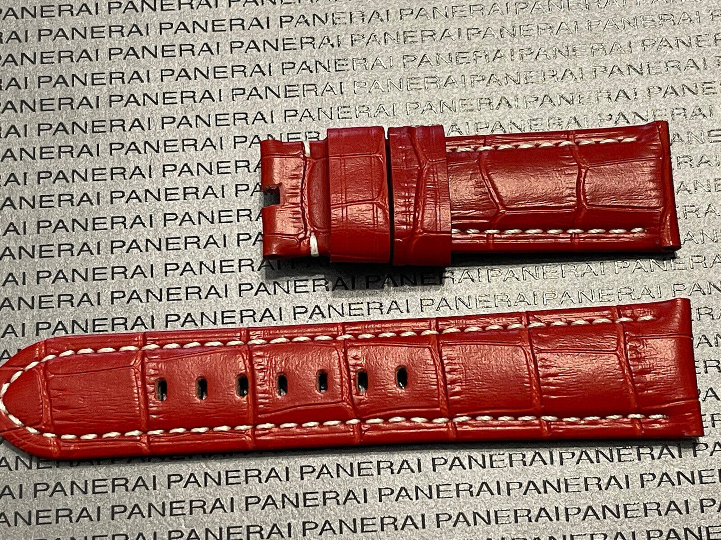 Panerai 24MM Red Alligator Strap for Tang Buckle (24/22MM)