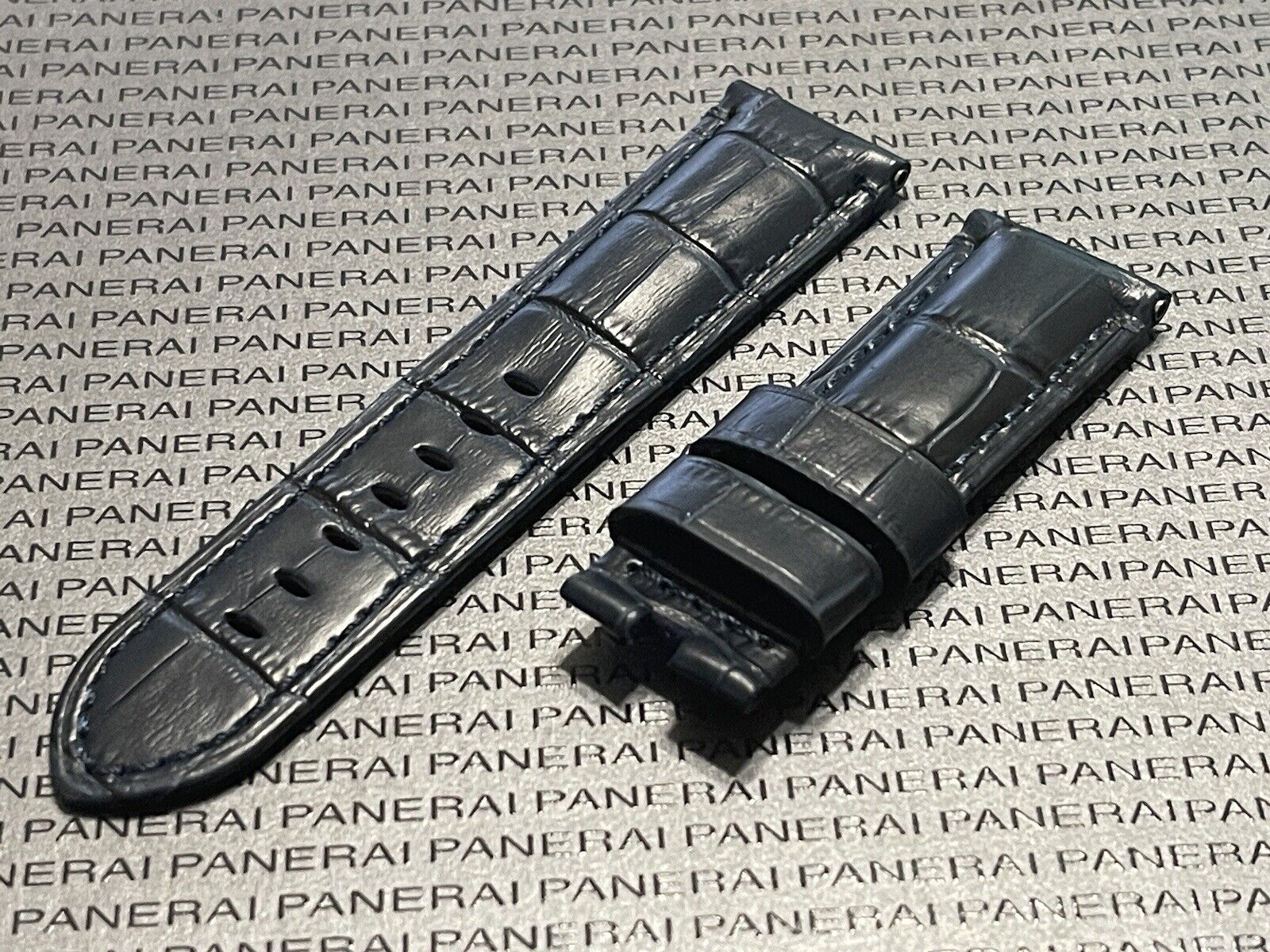 Panerai Buckle Dark Blue Alligator 24mm OEM Strap for Deployant