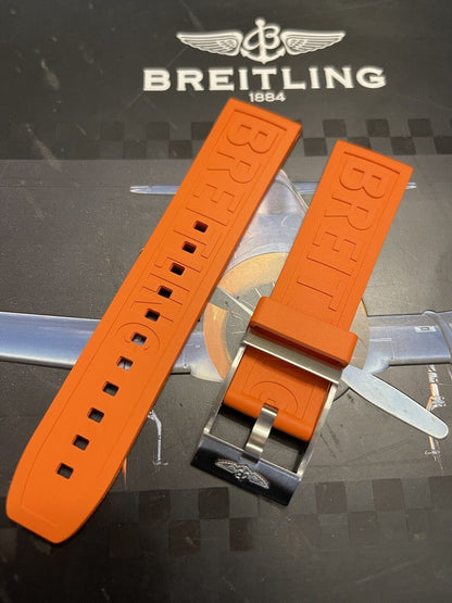 Breitling OEM Diver Pro Orange Rubber Strap with OEM Tang Buckle