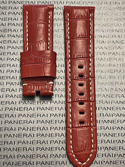 Panerai 24MM Red Alligator Strap for Tang Buckle (24/22MM)