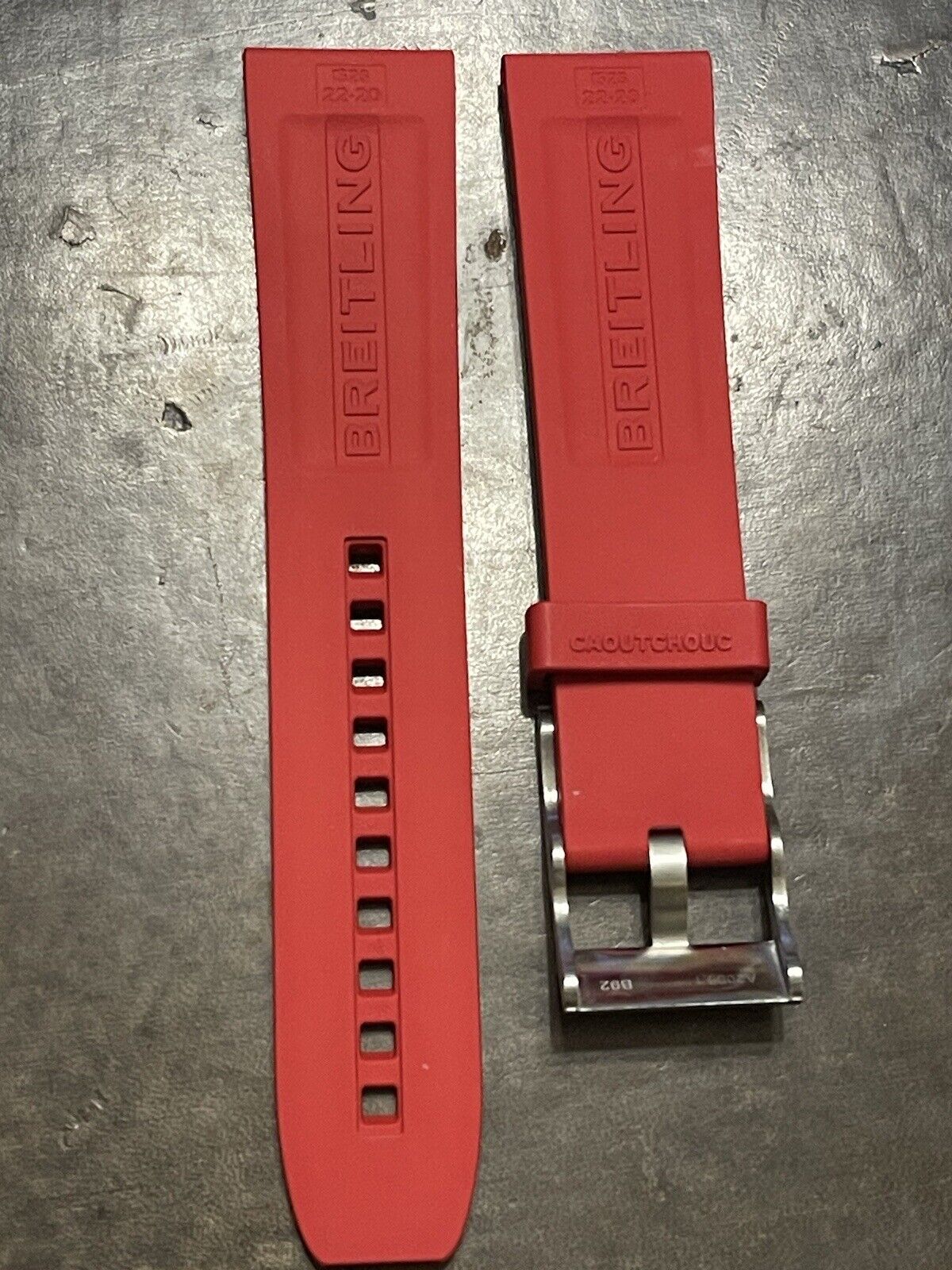Breitling OEM 22MM Diver Pro Red Rubber Strap w/ OEM Tang Buckle