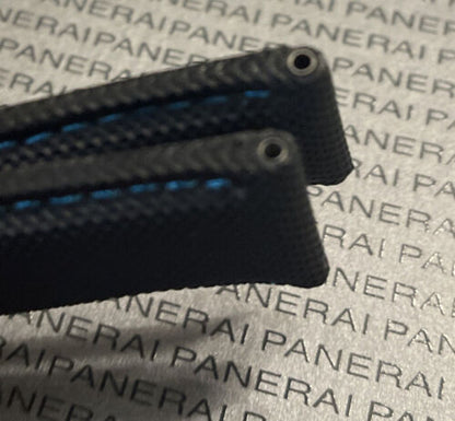 Panerai 24MM Black Canvas Strap with Blue Stitching for Tang Buckle (24/22)