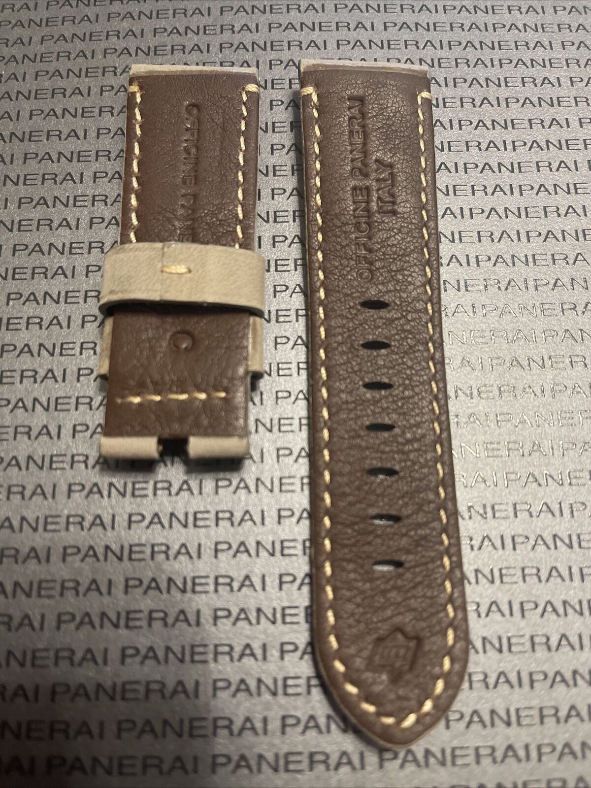 Panerai Gray Leather OEM Strap 24mm Lug for Deployant Buckle